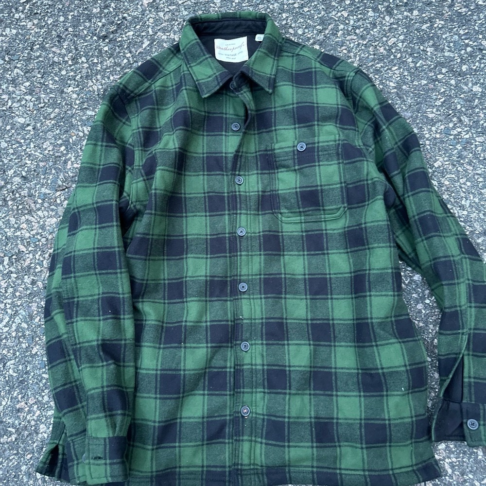 Weatherproof Green and Black Casual Button Down Shirt